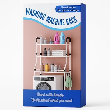 Fitto 3-Tier Washing Machine Storage Shelf Rack, Bathroom Organizer Shelves, Space-Saving Unit