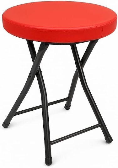 Fitto Folding Stool Red Color, Portable Lightweight Seat for Camping, Fishing, and Outdoor Activities