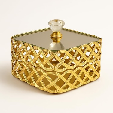 Fitto Golden Candy Holder Box for Home Decor and Storage