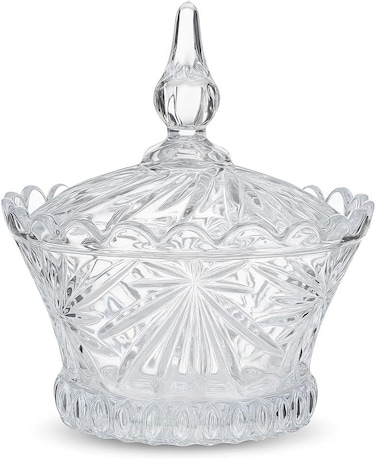 Fitto Glass Candy Jar Transparent with Lid for Kitchen Storage and Decoration, 1.5L Capacity