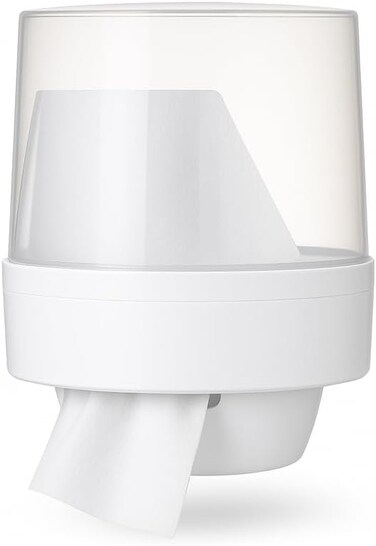 Fitto Tissue Dispenser White for Home and Office, Wall Mounted or Countertop Use