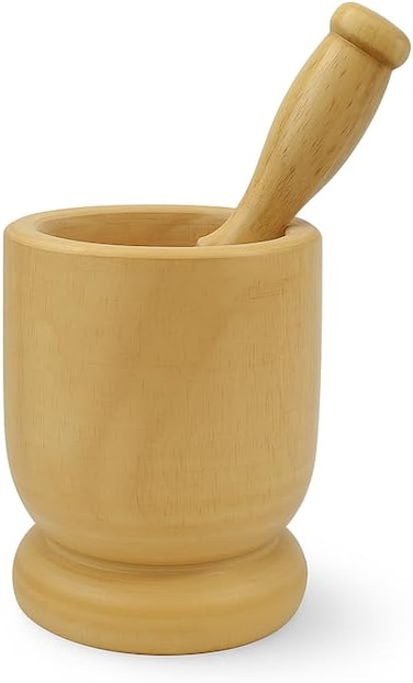 Fitto Wooden Mortar and Pestle Set for Grinding Spices and Herbs, Kitchen Tool