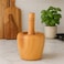 Fitto Wooden Mortar and Pestle Set for Grinding Spices and Herbs, Natural Wood Kitchen Tool
