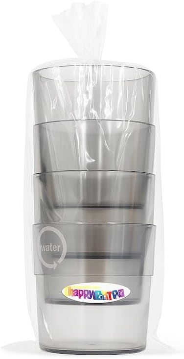 Fitto Plastic Cup Set of 4, Reusable Drinking Cups for Home, Office, Outdoor, BPA-Free, 350ml