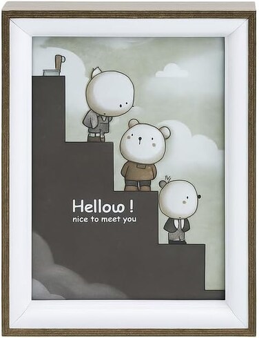 Fitto Brown Wooden Photo Frame with White Border, 6x8 Inch Size, Home Decor, Picture Display