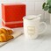 Fitto White Ceramic Mug with Spoon and Lid, MR.s Beautiful Design in Golden Color