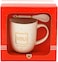 Fitto White Ceramic Mug with Spoon and Lid, MR.s Beautiful Design in Golden Color