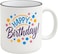 Fitto Ceramic Mug with Black Border and Cap Design - Happy Birthday Print