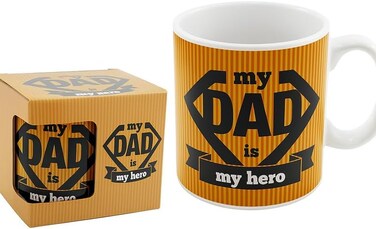 Fitto Orange Ceramic Mug with White Interior - My Dad is My Hero Printed Coffee Cup