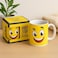 Fitto Yellow Ceramic Mug with Emoji Smiley, White Interior, 350ml Coffee Cup
