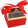 Fitto Transparent Acrylic  Gift Flower Box with Red Ribbon, 13x13x12cm, Decorative Display Case
