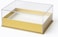 Fitto Transparent Acrylic Rectangular Box 18x13.5x7.5cm, Golden Color, Storage Organizer for Home and Office