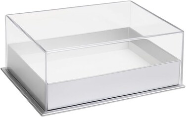 Fitto Transparent Acrylic Rectangular Box 18x13.5x7.5cm Silver Color for Storage and Display