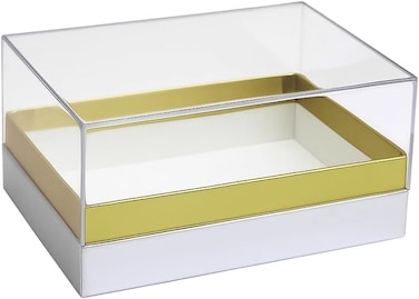 Fitto Transparent Acrylic Rectangular Box 18x13.5x10cm White for Storage and Display