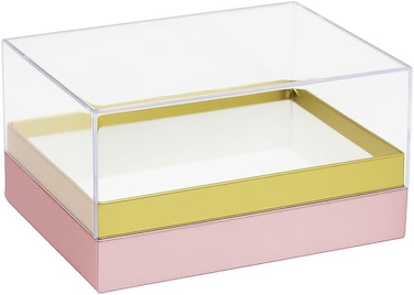 Fitto Transparent Acrylic Rectangular Box 18x13.5x10cm Pink for Storage and Display