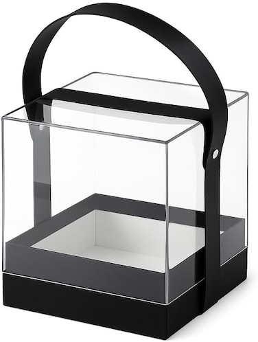 Fitto Transparent Acrylic  Gift Square Box 14x14x14cm with Black Handle for Storage and Display