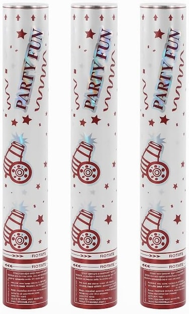 Fitto Party Poppers 3 Pack, 30cm Length, Celebration Supplies for Birthdays, Weddings, Events