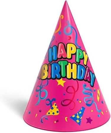 Fitto Pink Birthday Party Cone Hats Medium Pack of 6 - Paper Cone Party Hats for Kids & Adults, Disposable Party Accessories