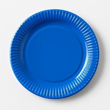 Fitto 7 Inch Round Blue Disposable Paper Party Plates - Small 7 Paper Plates for Desserts, Cake, Snacks, Picnic Tableware