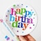 Fitto Happy Birthday Round Paper Plates 7 Inch Disposable Party Plates for Birthday Tableware