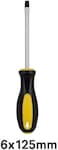 Fitto 6x125mm Slotted Screwdriver 6mm Flat Head, Hardened Steel Shaft, Ergonomic Non-Slip Handle for Home Auto Workshop