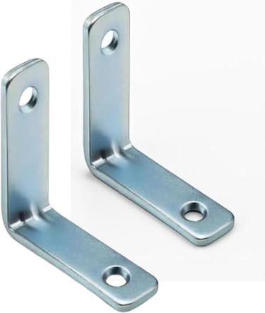 Fitto Angle Bracket L Bracket Pack of 2 - Metal Corner Brace Shelf Support with Pre-Drilled Holes for DIY, Furniture Repair &amp; Wall Mounting