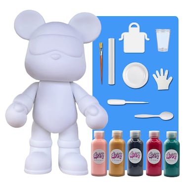 DIY Fluid Acrylic Pouring Paint COOL-BEAR 33 CM Piggy Bank Kit Colors: Light-Pink, Gold, Black, Rose-Red, Blue-Green. Arts and Crafts.