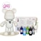 DIY Fluid Acrylic Pouring Paint Cool-Bear 33cm Money Saver Kit, Dark-Blue, Light-Blue, Green, Black, Silver. Birthday gift Creative workshop Arts and Craft
