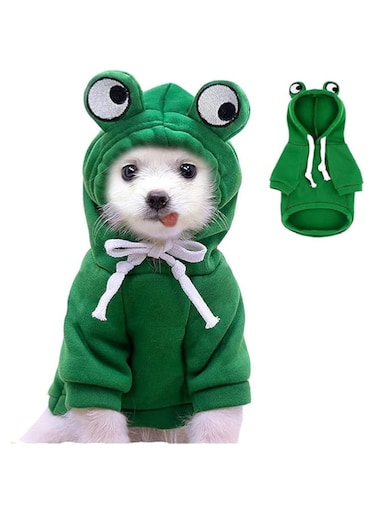 YARDHOBI Pet Clothes, Warm Dog Winter Clothes, Cute Fruit Dog Coat, Hoodies Fleece, Puppy Autumn Winter Apparel Jumpsuit, Pet Dogs Costume Jacket for French Bulldog Chihuahua Ropa para Perro (Frog, M)