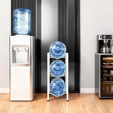 3-Tier Stainless Steel Water Bottle Storage Rack 132lbs Capacity,Heavy Duty Water Jug Rack for Kitchen Home and Office Easy To Assemble, White