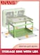 Folding Storage Bin With Lid,Large Capacity Plastic Clothes Collapsible Storage Box With Both Sides Hand-held Design For Blankets,Bedding,Clothing,Storage Box For Camping,Green