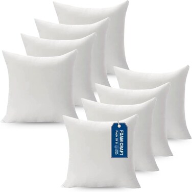 CRAFT Pack of 8 Cushion Inserts for Sofas, Beds, and Chairs - 100% Polyester Filler (35 x 35cm)