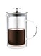 600ML Double Wall Glass French Press Coffee Maker With Stainless Steel Filter Clear Manual Brewer Heat Resistant Insulated Carafe For Tea With Measurement Marks