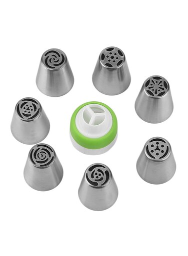 Nozzle Mouth Icing Tube Set Silver/Lime Green/White 3.6 x 4centimeter