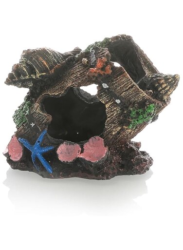 X spring Fish Tank Decorations, Hideaway Cave House with Shell Broken Barrel Cave Decor, Aquarium Decorations Small Fish Tank Broken Barrel Decorations for Fish House, Fish Tank Accessories