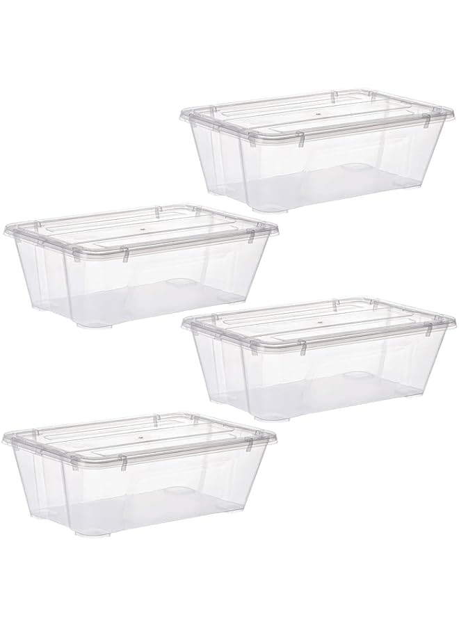 Buy Premify 10L Storage Box With Lid Clear Plastic Organizer – 4 ...