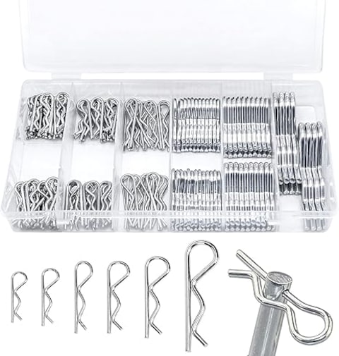 AL ARQAM 150pcs R Clips Stainless Steel Cotter Pins R Split Clips, Retaining Spring Hitch Cotter, Safe and Quick Tighten (6 Sizes)