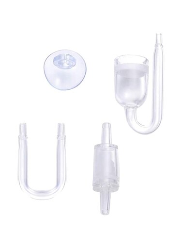 DELFINO Air Pump Accessories, Bubble Counter CO2 Aquarium Fish Tank Tool The Amount of CO2 Gas Check Valve for Aquarium Plants Planted Fish Tank Aquarium DIY CO2 Generator Hydroponic, Set of 4pcs