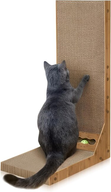 Coodipet Cardboard Scratcher for Indoor .s, 26.8 Inch L Shaped Vertical . Scratching Board with Ball . Toy, Large . Scratcher Pad . Toys for Indoor .s, .nip