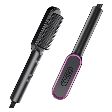 TYMO HC100 Hair Straightener Brush with Built-in Comb, 5 Temp Settings Matte Black