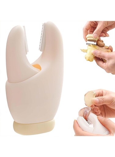 New Garlic Peeler Clips with Stainless Steel Blade - Manual Skin Remover, Easy-to-Use Peeling Tool for Home Cooking, Kitchen Gadgets, Keeps Hands Odor-Free (Beige)