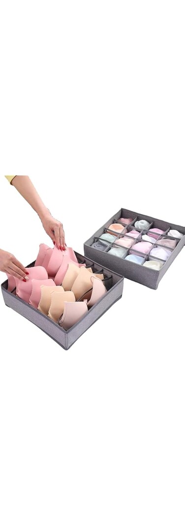 Emapoy 2 Pack Bra Underwear Organizer, Foldable Closet Organizer Drawer Soft Fabric Dresser Drawer Divider Bins For Bra Underwear Lingerie