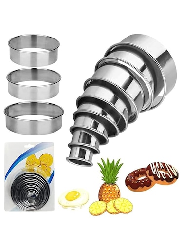 Round Cookie Biscuit Cutter Set, Pastry Cutters Round, Cookie Cutter Set, Biscuit Cutters, Ring Scone Cutter, Stainless Steel Metal Circle Cookie Cutter for Pastry, Donut, Baking, DIY Cake 11 Pcs