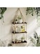 3-Tiered Wooden Rope Shelf - Rustic Hanging Shelves for Home Decor in Bedroom, Living Room, Bathroom, and Kitchen