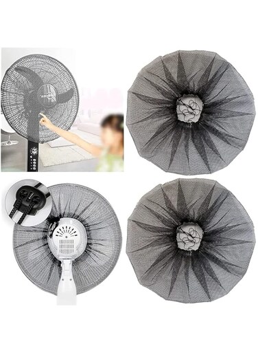 Merin Fan Cover, Washable Fan Dust Cover, Safe and Durable, Easy To Install, Prevent Children From Getting Their Fingers Stuck In The Fan, Suitable for Floor Fans, Wall Fans, Table Fans, 2 Pcs, Black
