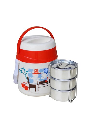 Leak Proof Insulated Tiffin Plastic Lunch Boxes, 1020ml, 3-Layer