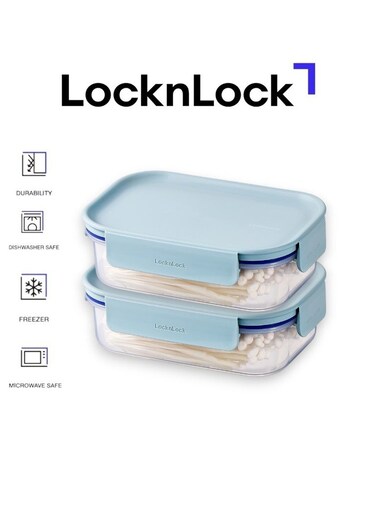 Classic Plus Rectangle Food Container 910ml (PACK of 2) &acirc;&euro;&ldquo; Mint, Airtight &amp; Microwave Safe