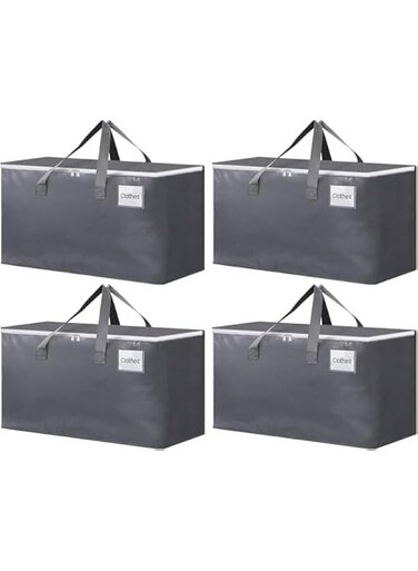 Durku Collapsible Moving Bags - Heavy Duty Extra Large Moving Bags with Zippers and Handles, Space Saving Packing Totes for Moving Supplies Storage,Fold Flat, Alternative to Box and Bin (Grey-4Pack)