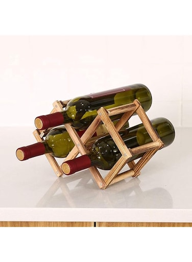 N / B Makeup Toy Wooden Wine Rack Wood Wine Bottle Holder Tabletop Freestanding Foldable Wood Bottle Holder Wine Shelves Shelf Wine Display Storage Rack Drink Bottle Rack