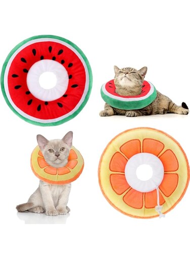 Nuyoah Cat Cone Collar Soft, Adjustable Cat Cone Collar Soft, Cat Recovery Collar, Elizabethan Collars Pet Neck Cone for Kitten and Small Dogs, Suitable for Postoperative Kittens (watermelon)